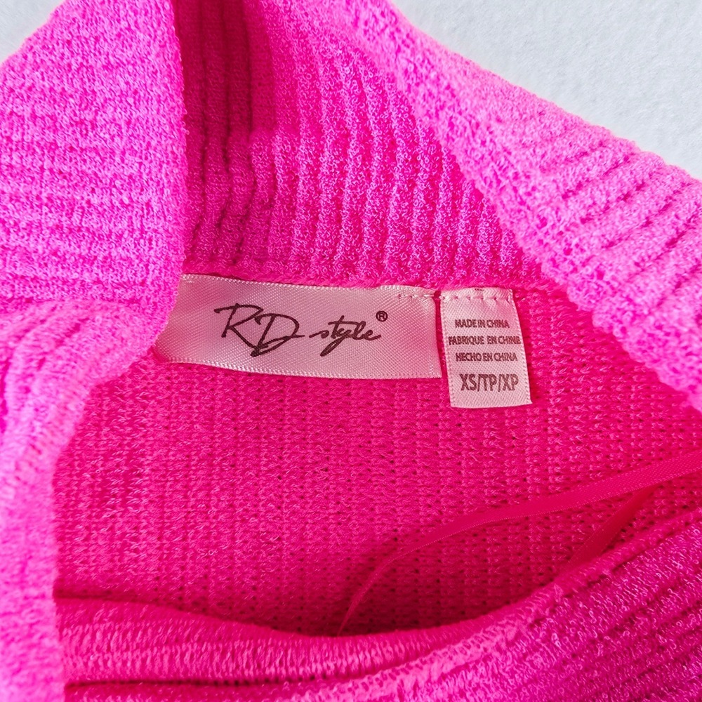 Anthropologie RD Style NWT Neon Pink Ribbed Turtleneck Sweater XS - Picture 4 of 10